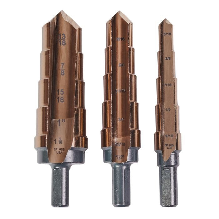 3 pc Hole Expansion Step Reamer Set - Fractional