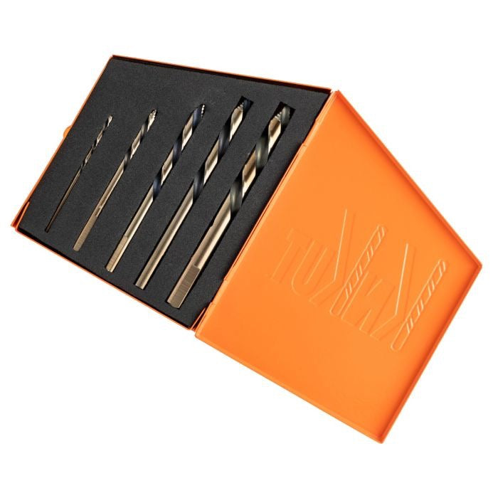 5 pc Left Hand Step Point Mechanics Length Drill Bit Set - Fractional