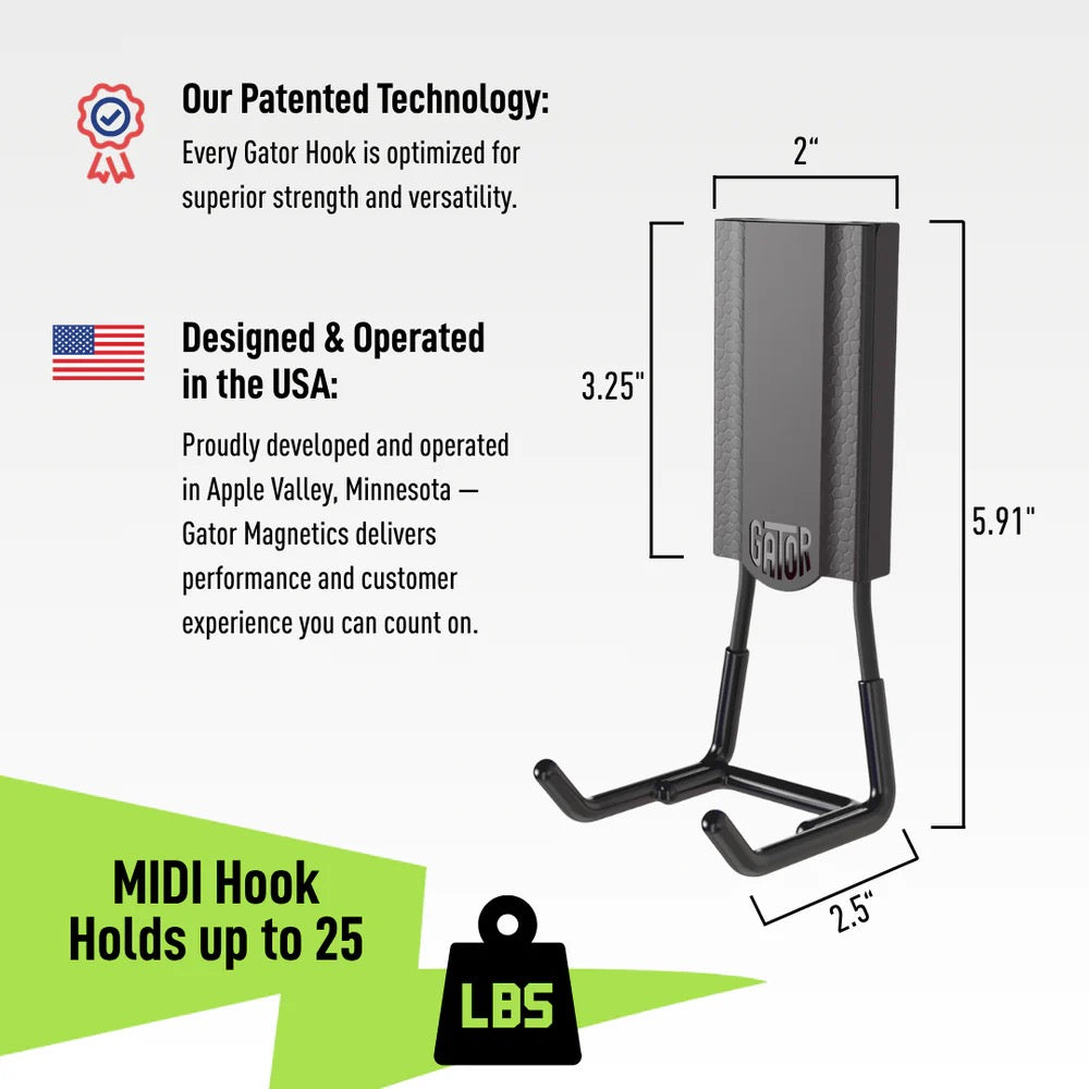 2.5" MIDI Open Magnetic Hook 25lb