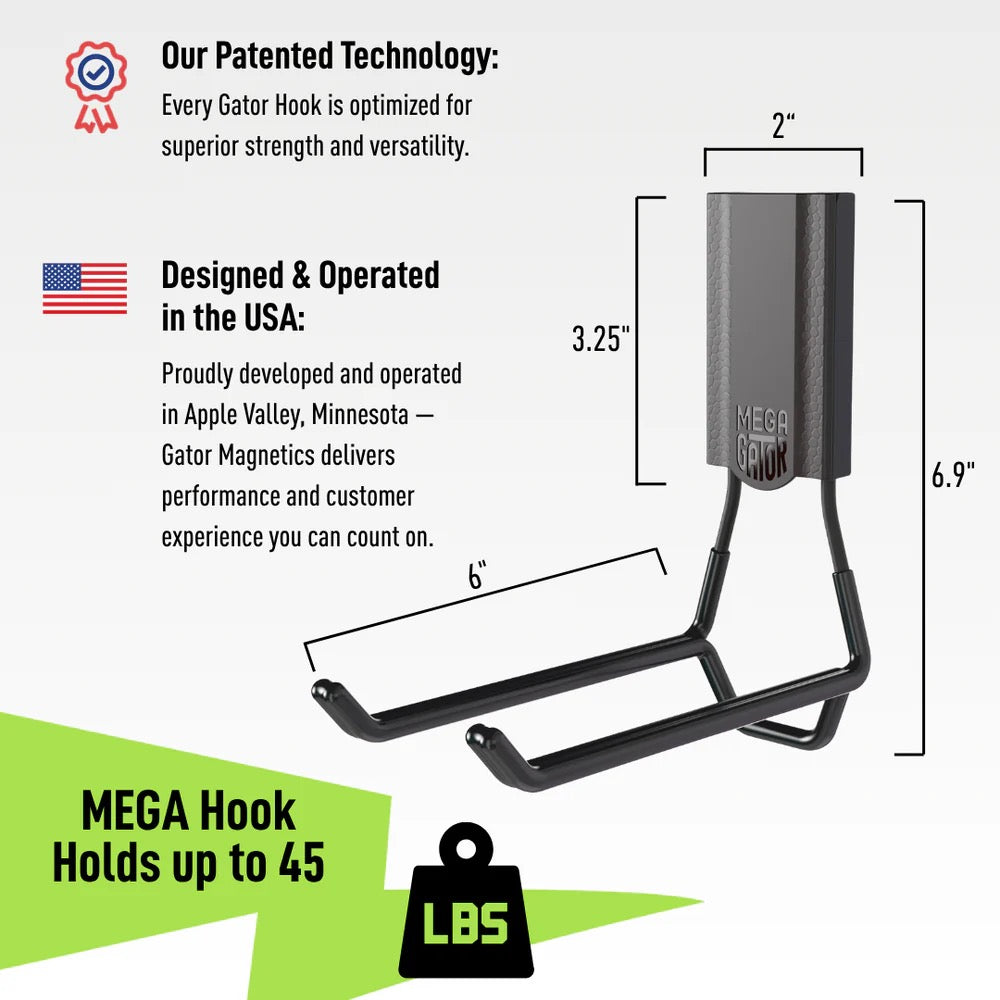 6" Open Magnetic Hook 45lb