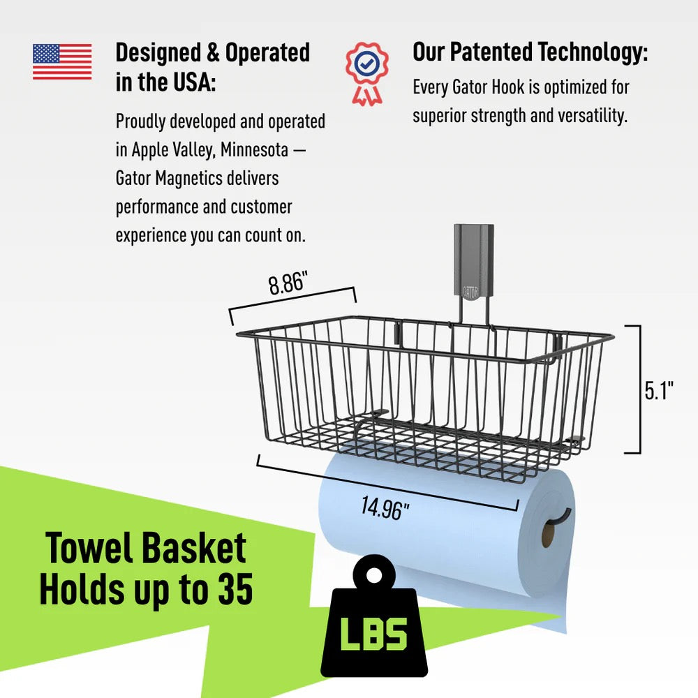 Utility Basket w/ Towel Bar Magnetic 35lb