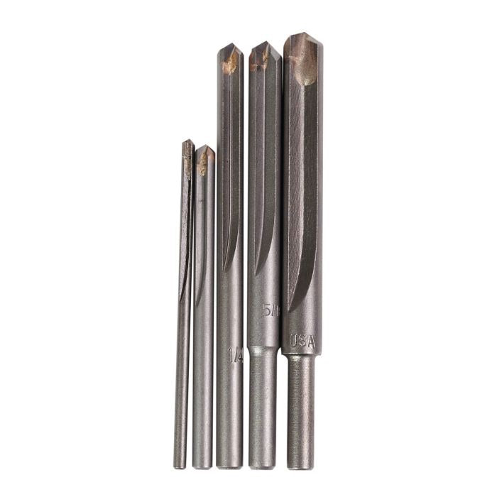 5 Pc Carbide Hard Steel Drill Bit Set - Fractional