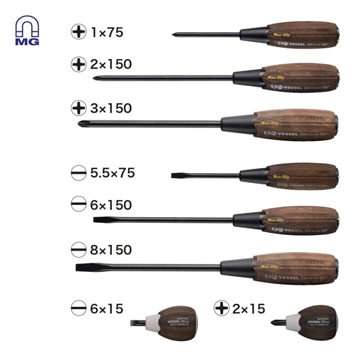 Wood-Compo 8pc Non-Slip Screwdriver Set